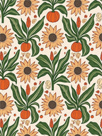 Autumn Garden Sunflower Pumpkin Pattern Rug