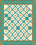 Turquoise Gold Geometric Starburst Design Rug