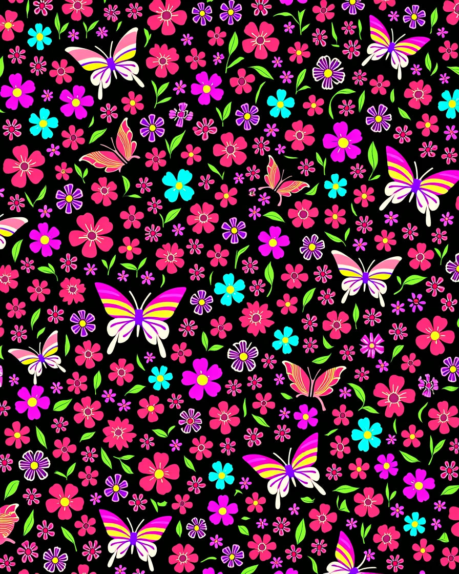 Vibrant Butterflies and Flowers Design Rug