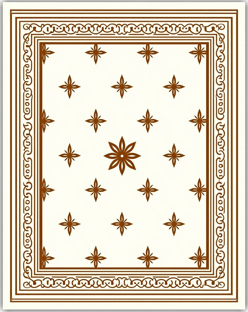 Antique Floral Star Pattern Rug