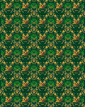 Ornate Green Gold Scarab Pattern Rug