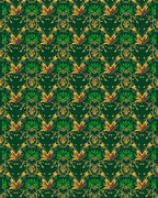 Ornate Green Gold Scarab Pattern Rug