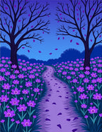 Purple Floral Path Enchanted Forest Design Rug