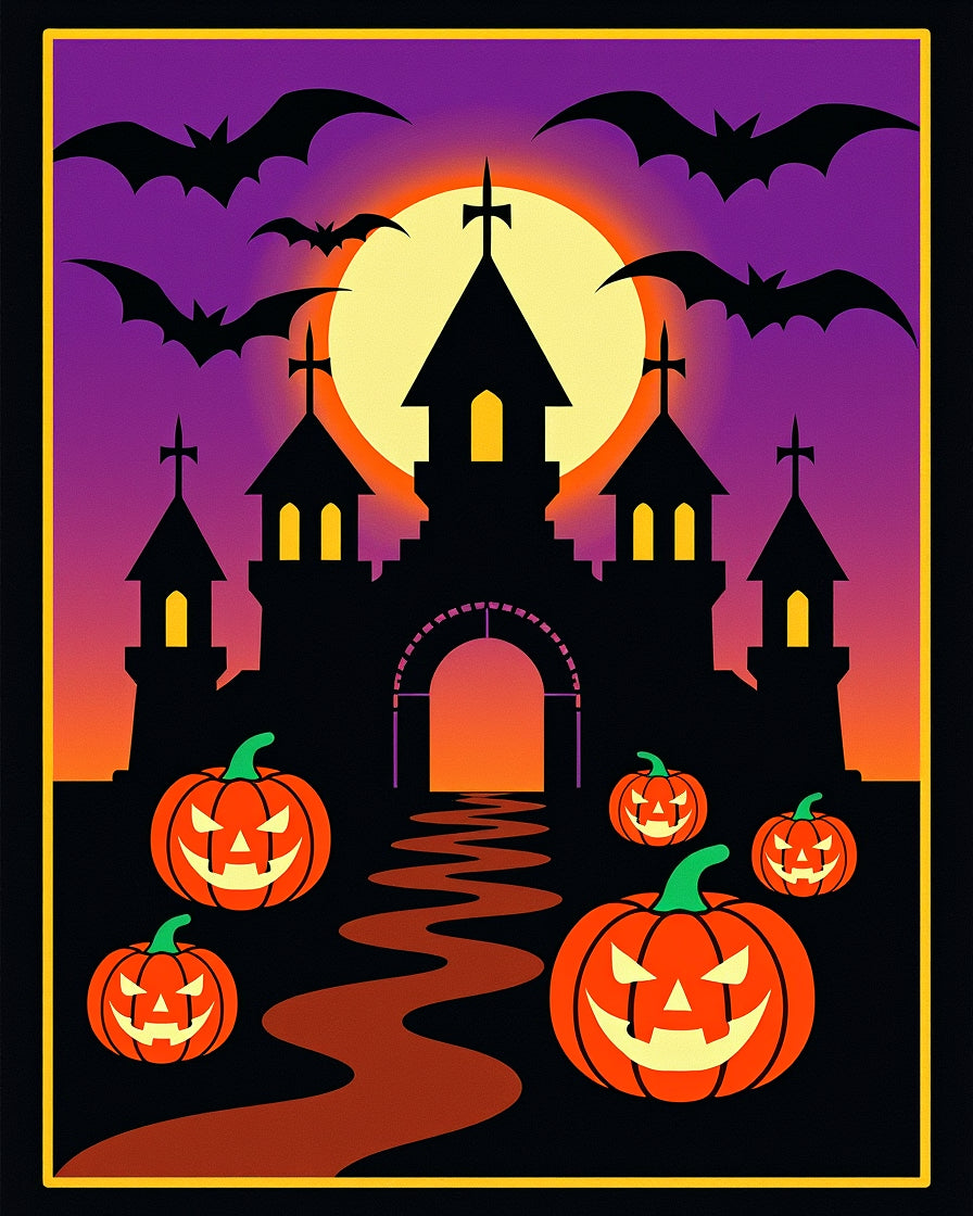 Haunted Castle Pumpkin Patch Rug