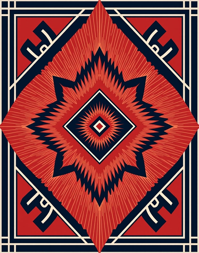 Bold Geometric Sunburst Design Rug
