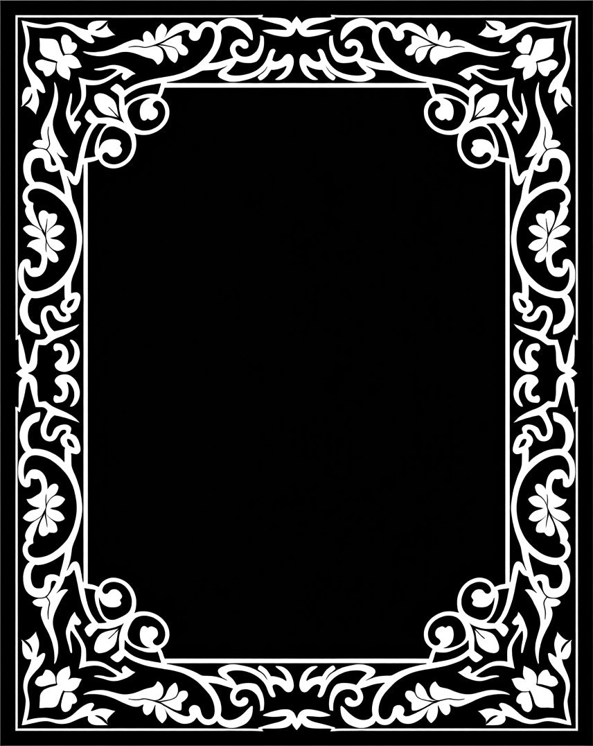 Classic White Floral Scroll Border Rug