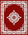 Red Cream Ornate Mandala Pattern Design Rug