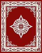 Red Cream Ornate Mandala Pattern Design Rug