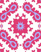 Pink Blue Floral Medallion Pattern Rug