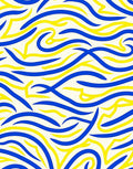 Intertwined Wavy Blue Yellow Strokes Rug