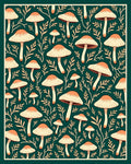 Mushroom Leaf Patterned Folk Art Rug