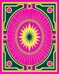 Bold Pink Yellow Geometric Sunburst Rug