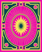 Bold Pink Yellow Geometric Sunburst Rug