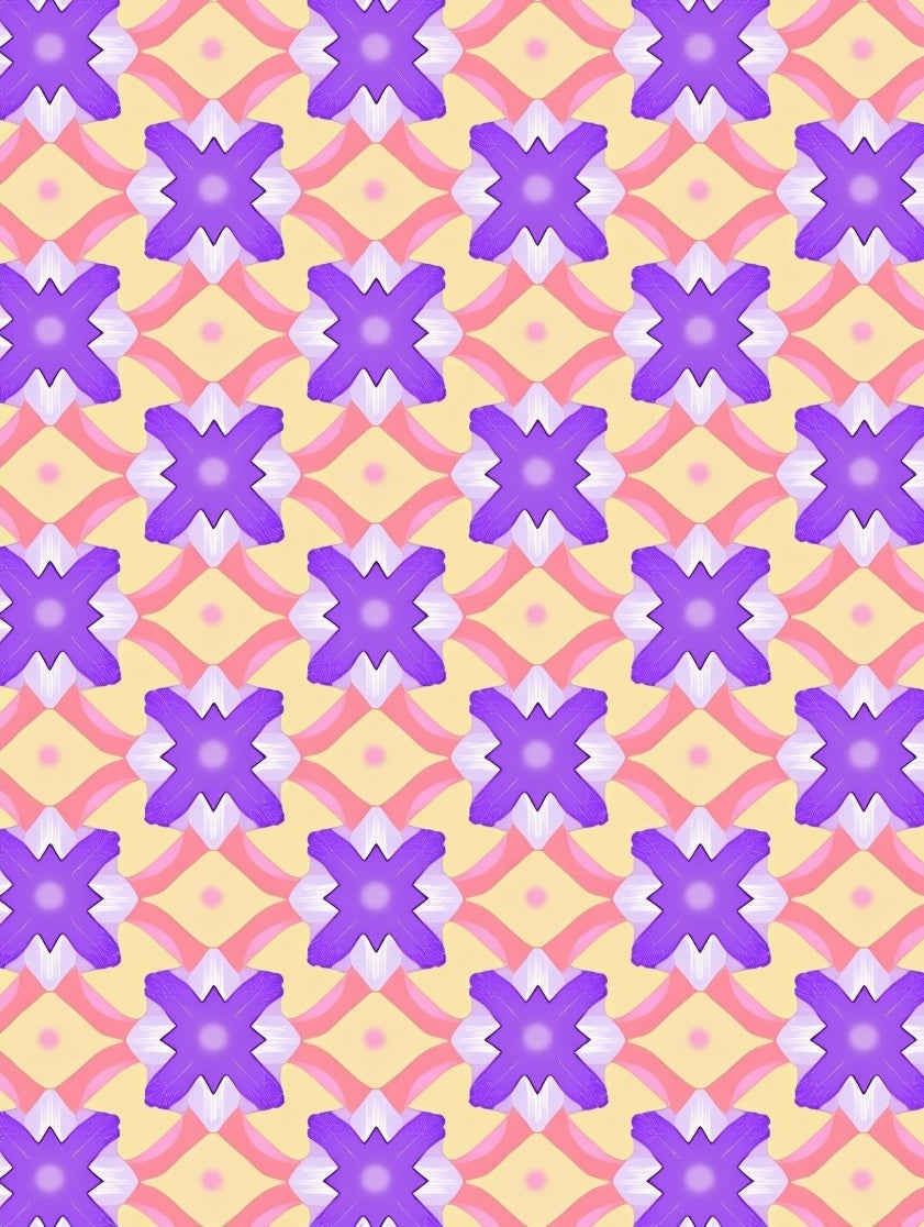 Pastel Geometric Flower Pattern Rug