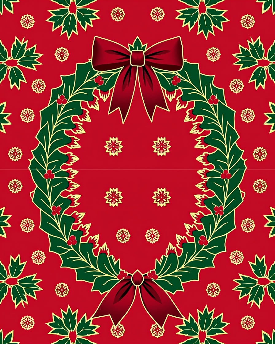 Holly Wreath with 2 Red Bows Rug