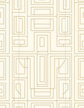 Golden Maze Lines Geometric Pattern Rug