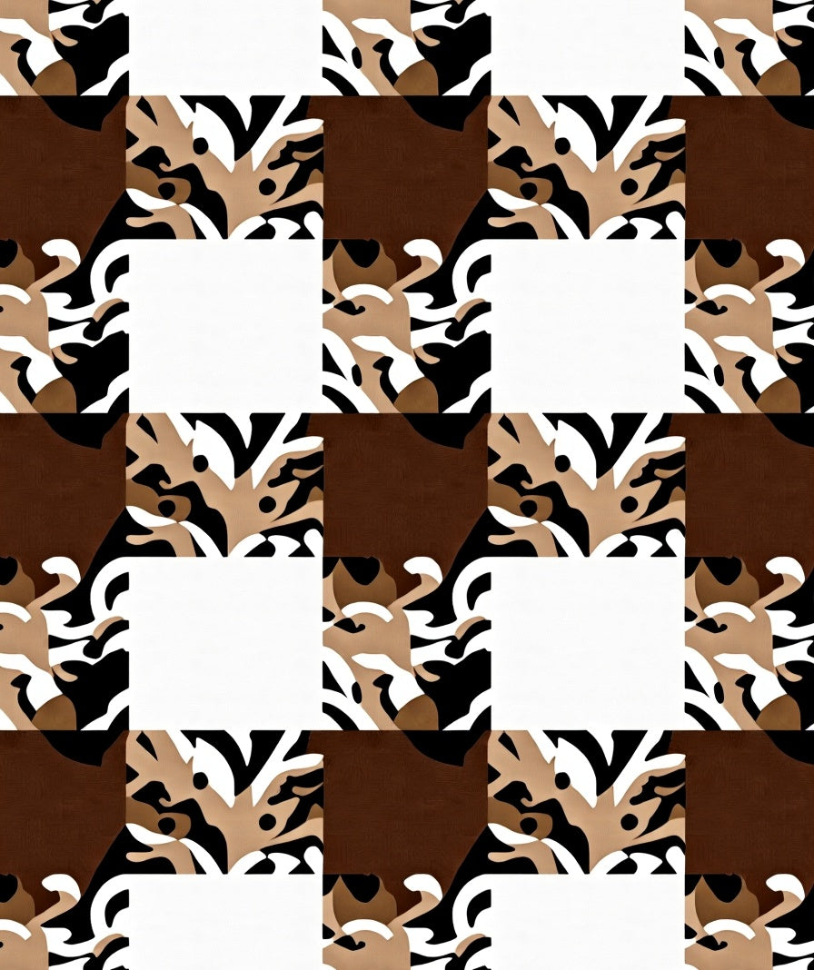 Checkerboard Abstract Organic Flow Rug