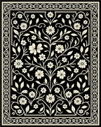 Classic Floral Vine Scrollwork Design Rug