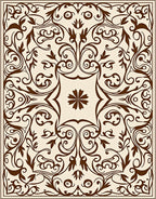 Ornate Floral Medallion Scrollwork Design Rug