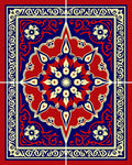 Bold Red Blue Floral Mandala Rug