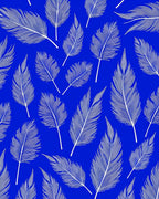 White Feather Pattern on Blue Canvas Rug