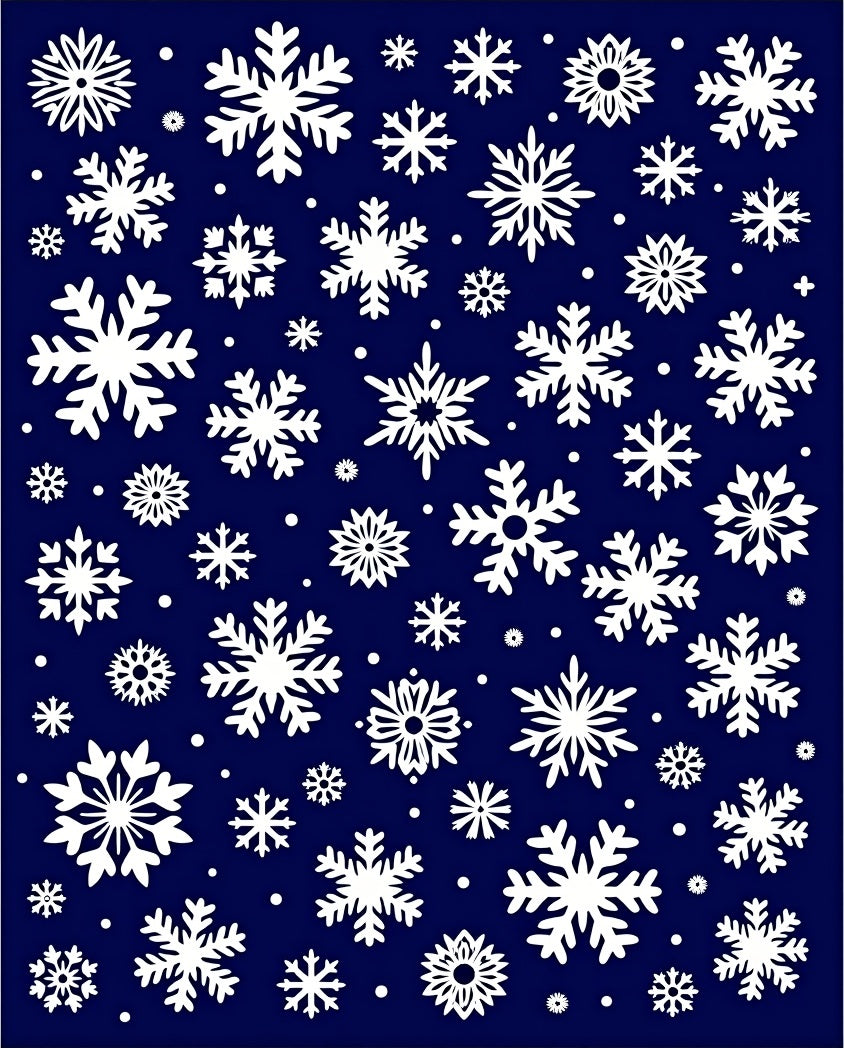 White Snowflakes on Deep Blue Background Rug