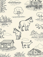 Farm Animal Sketch Pattern Rug