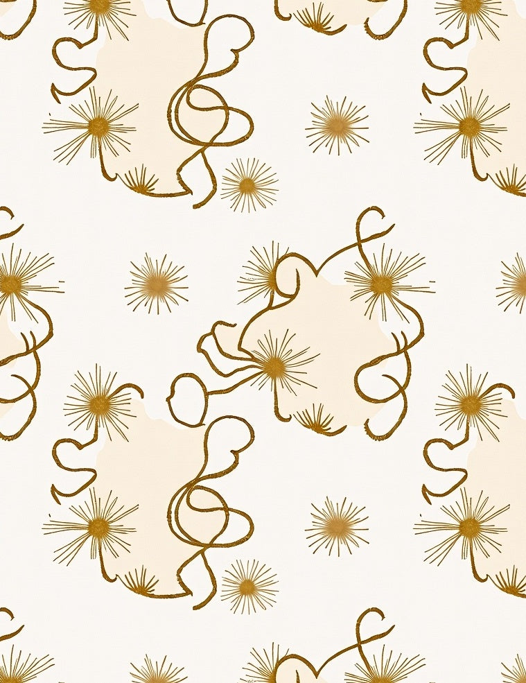 Gold Starburst And Swirl Pattern Rug