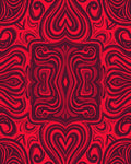 Intricate Red Heart Swirl Rug