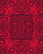 Intricate Red Heart Swirl Rug