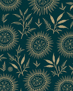 Golden Sunburst Floral Pattern Rug