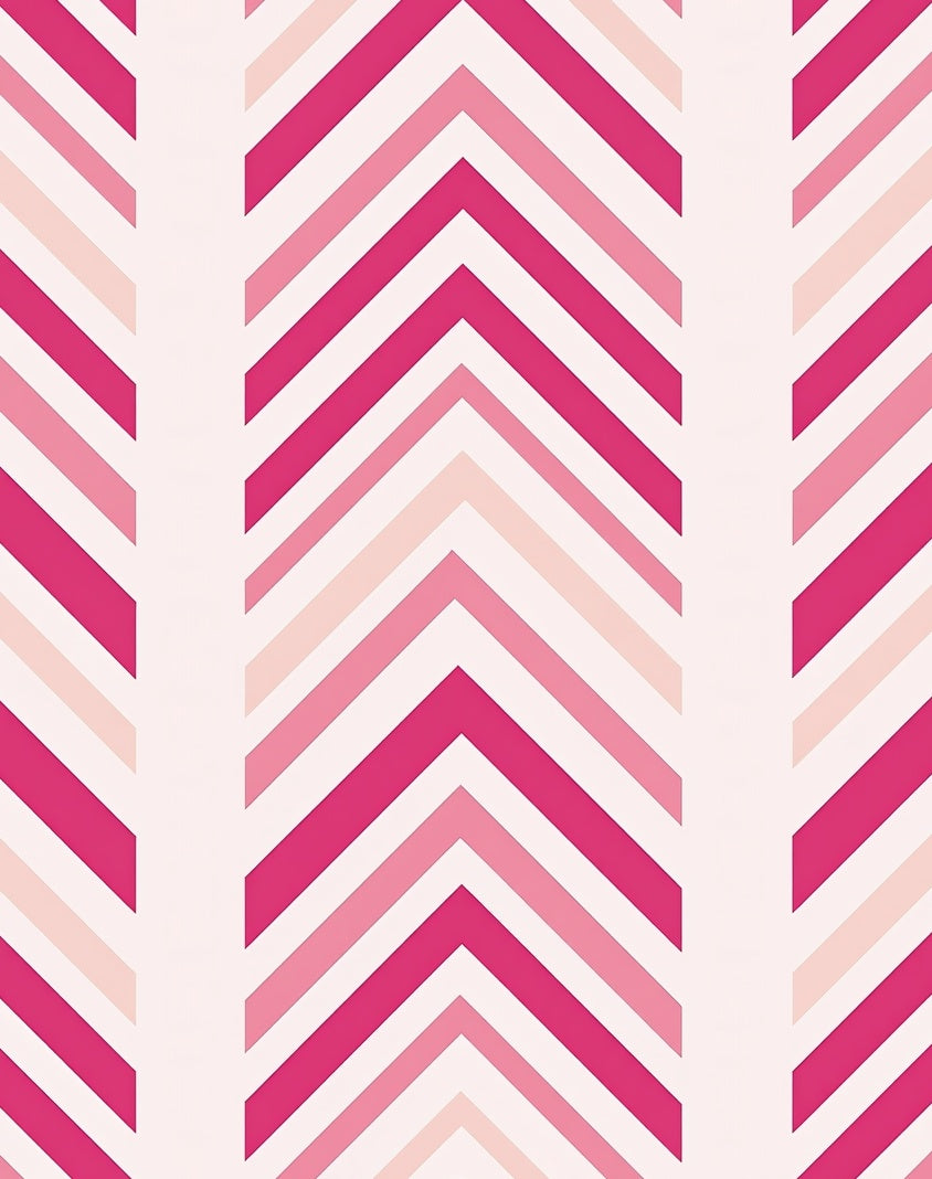 Pink Chevron Patterned Geometric Rug