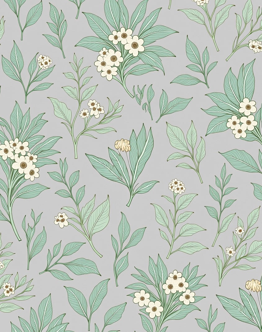 Botanical Spring Floral Leaves Design Rug