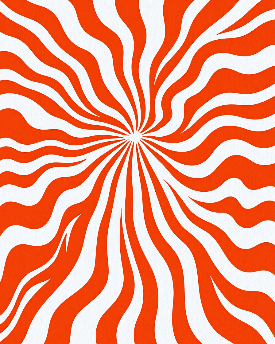 Bold Orange White Swirl Rug