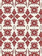 Rich Red Floral Damask Pattern Rug
