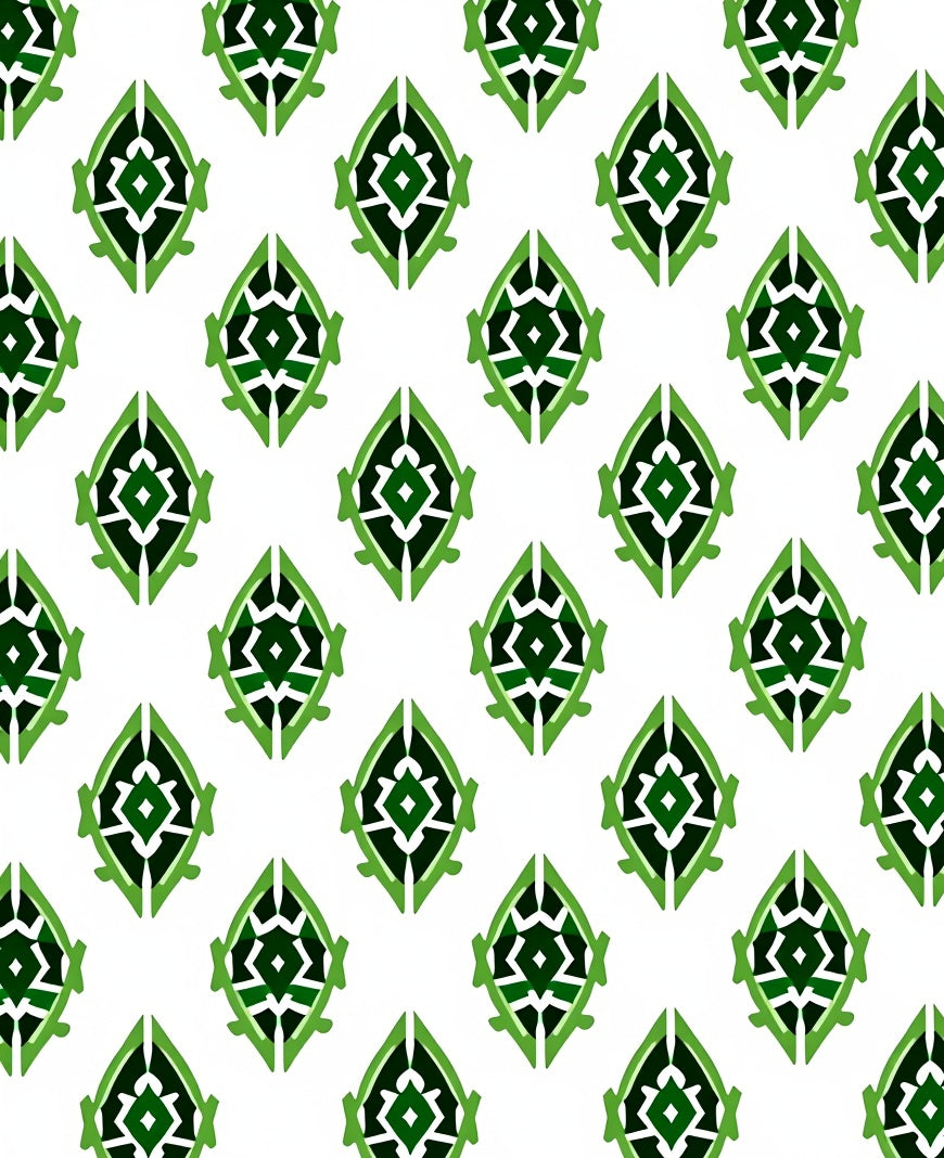 Green Diamond Pattern Geometric Design Rug