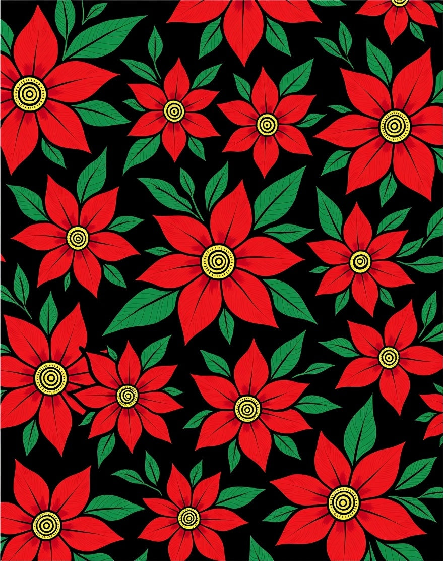 Vibrant Red Floral Garden Background Rug