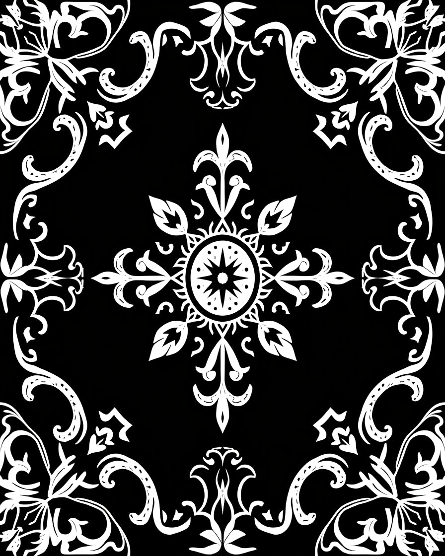 Classic White Floral Mandala Pattern Rug