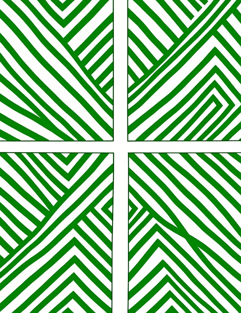 Green And White Abstract Geometric Design Rug