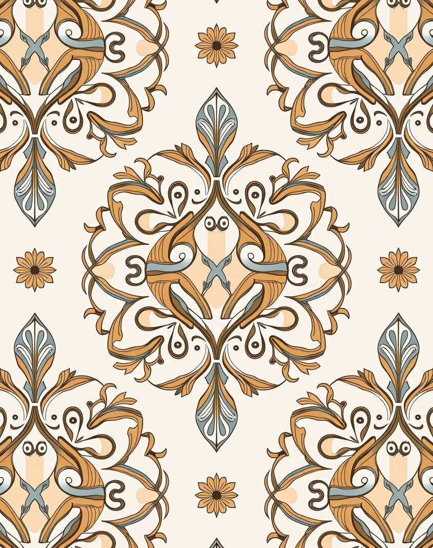 Vintage Floral Scrollwork Cream Rug