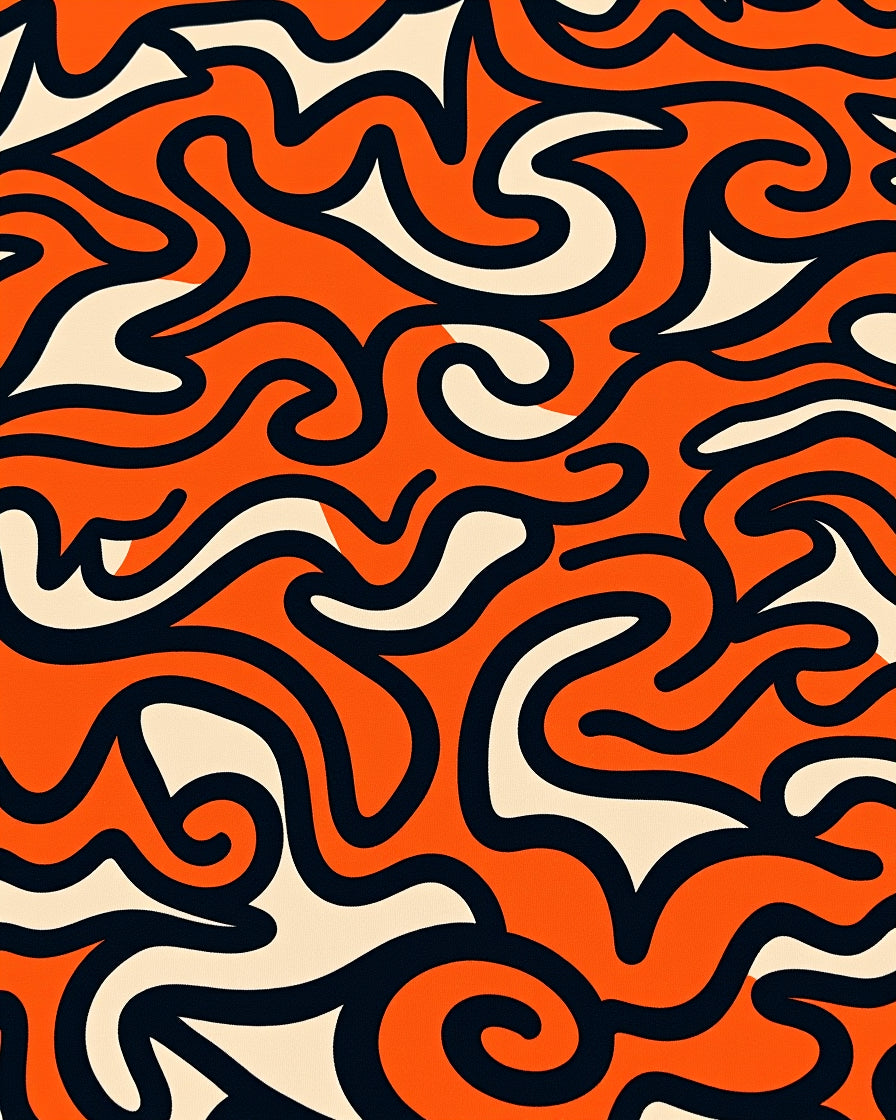 Bold Orange Swirl Pattern Design Rug