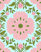 Pink Floral Branches Pattern Rug