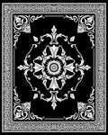 Ornate Black White Floral Medallion Rug