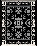 Striking Black Gray Ornamental Motif Rug