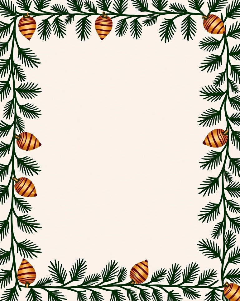 Green Pine Garland Golden Ornament Rug