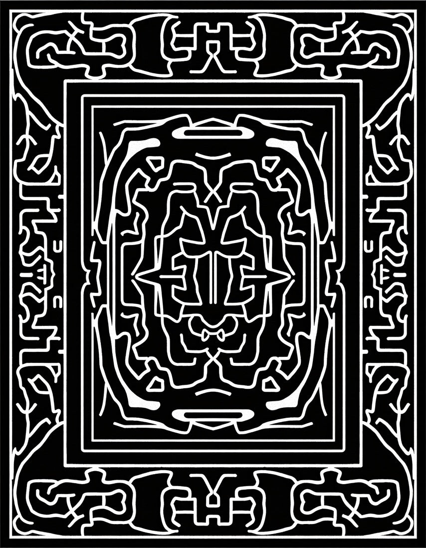 Intricate Line Art Symmetry Rug