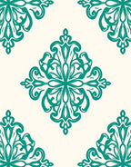 Classic Teal Floral Medallion Pattern Rug