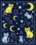 Whimsical Cat Moon Patterned Rug