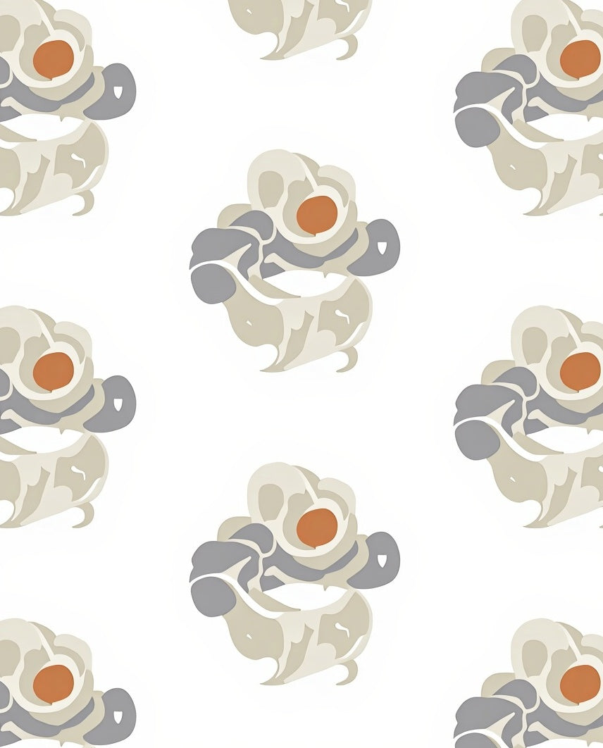 Abstract Ivory Orange Gray Pattern Rug