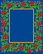 Bold Red Floral Vine Border Design Rug
